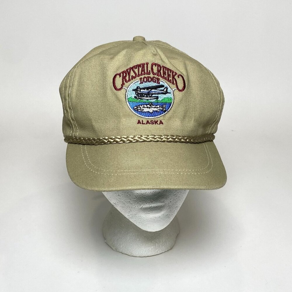 Vintage Crystal Creek Lodge Alaska Strapback Hat Cap Rope Detail Fishing